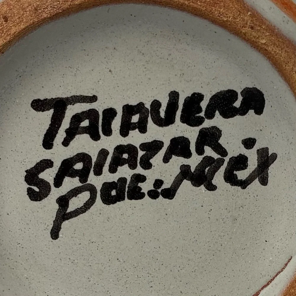 Colorful Televera Salazar Pue Mexico Ceramic Art Tumbler Cup 4.25” x 3.5”